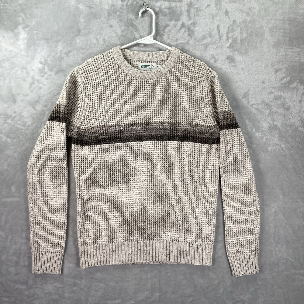 Wellen Sweater Mens Medium Huckberry Crew Neck Chunky Knit Pullover Fisherman